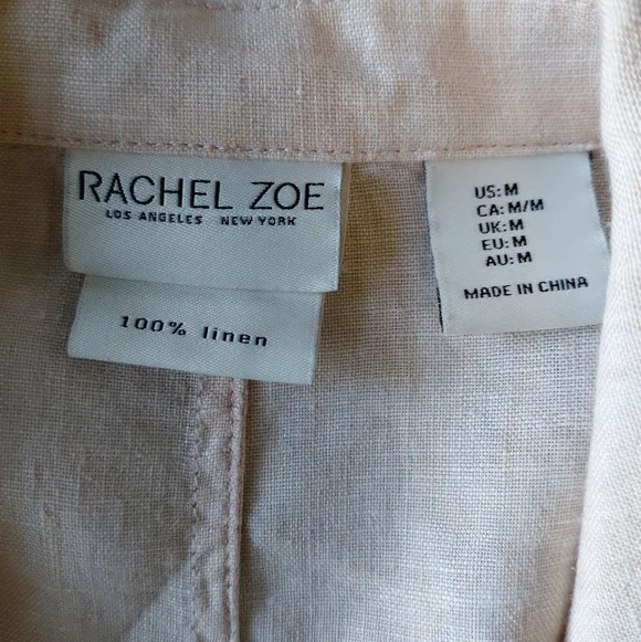 Rachel Zoe Women's 100%Linen Pink Open Front Blazer Jacket Size M - Picture 7 of 11